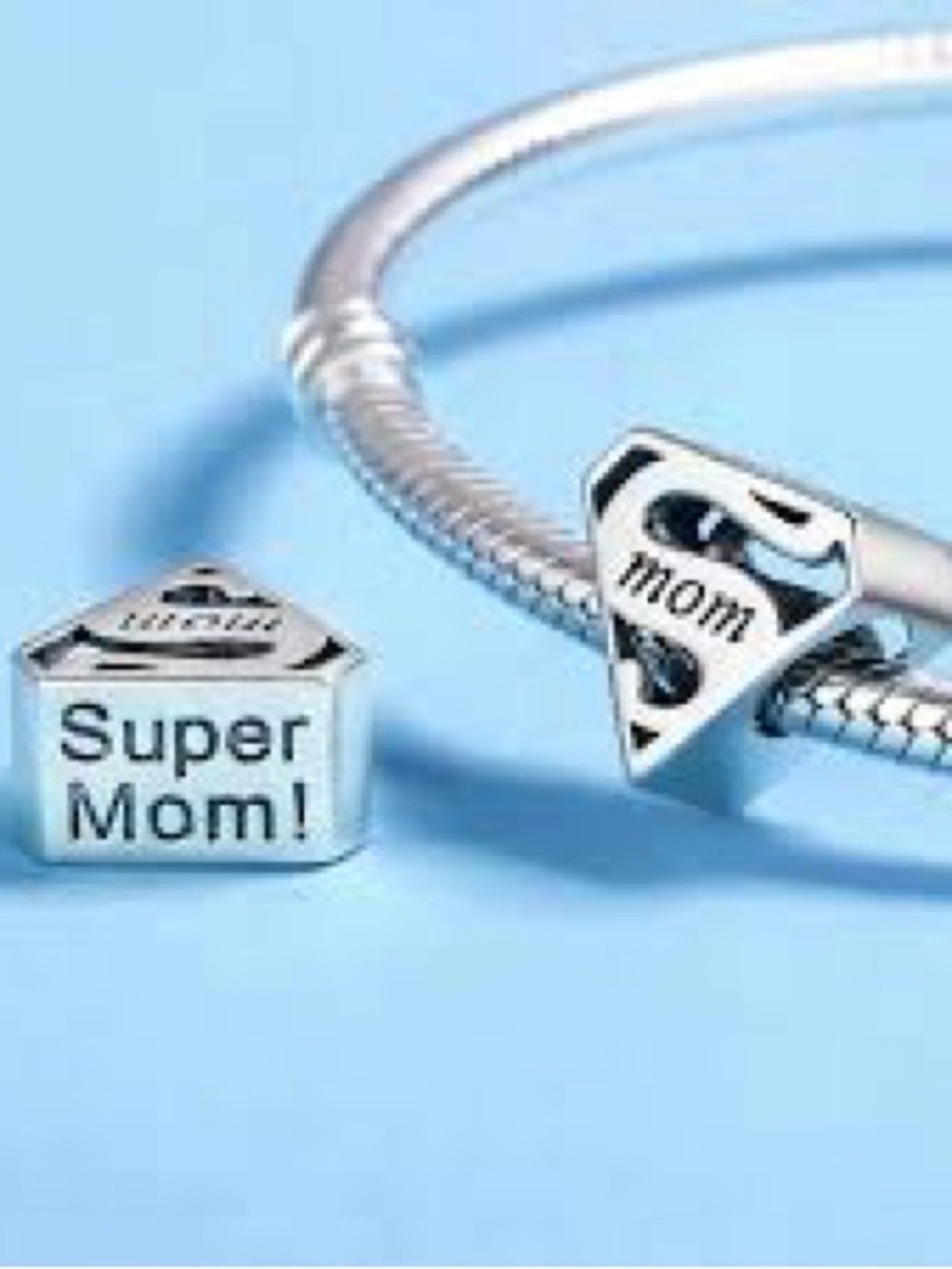 Silver 'Super Mom' charm